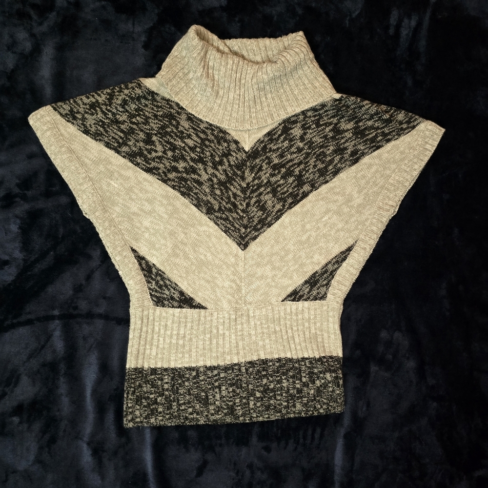 Papaya Gray/Black Striped Dolman Cowl Neck Sweater Women S Blouse Demure Elegant